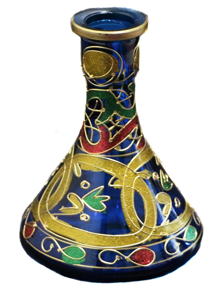 Florero De Vidrio Para Narguile, Botella Negra, Accessori De Bombilla Azul, Base