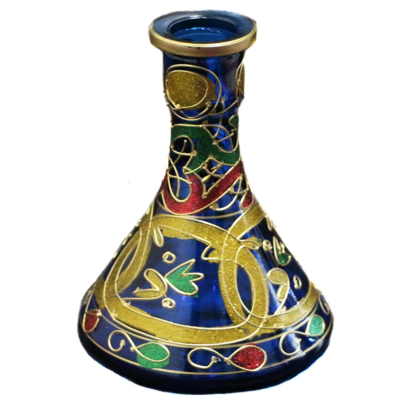 Florero De Vidrio Para Narguile, Botella Negra, Accessori De Bombilla Azul, Base
