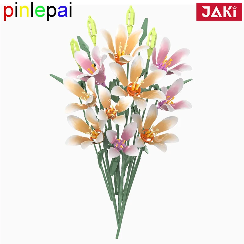 Pilepai Jaki Brick Lily Of The Valley Flower Building Bricks Block Wildflower Bouquet Blocks Fiori Set Giocattoli Per Bambini