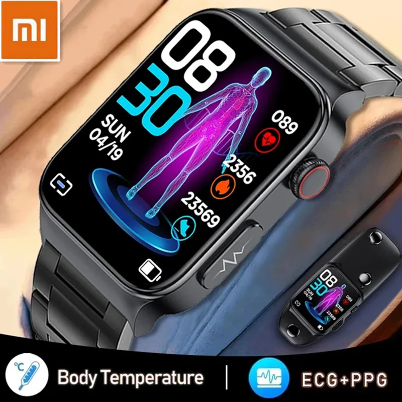 Xiaomi E500 Blood Glucose Smart Watch Men Ecg Monitor Pressione Sanguigna Temperatura Corporea Smartwatch Ip68 Impermeabile Fitness Tracker