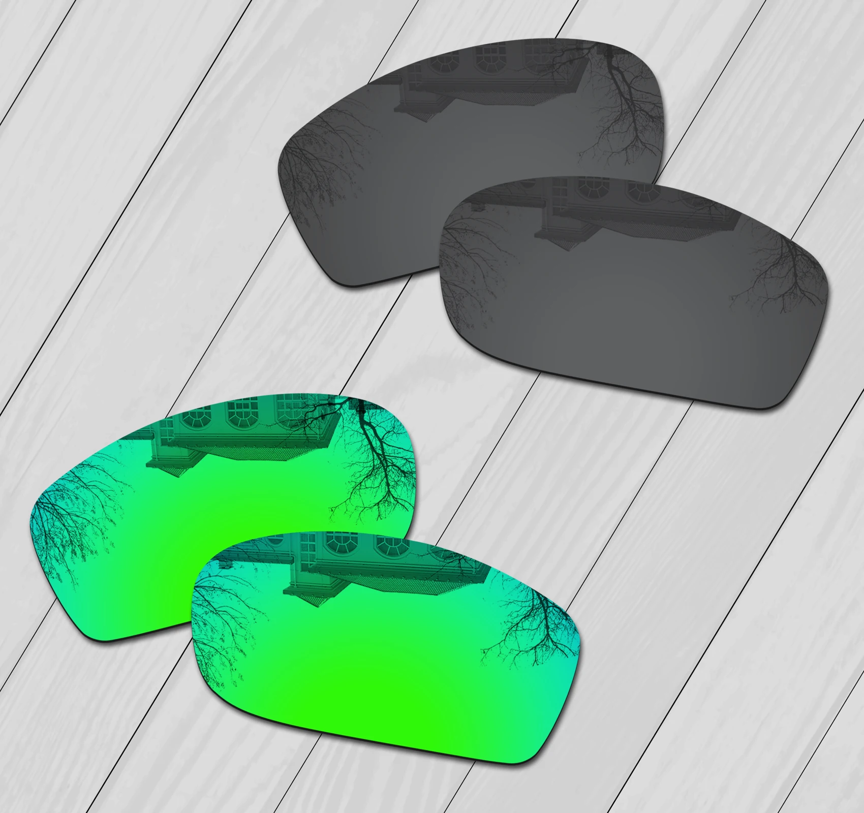 E.O.S 2 Pairs Nero & Verde Smeraldo Polarizzati Lenti Di Ricambio Per Oakley Fives Squared Occhiali Da Sole
