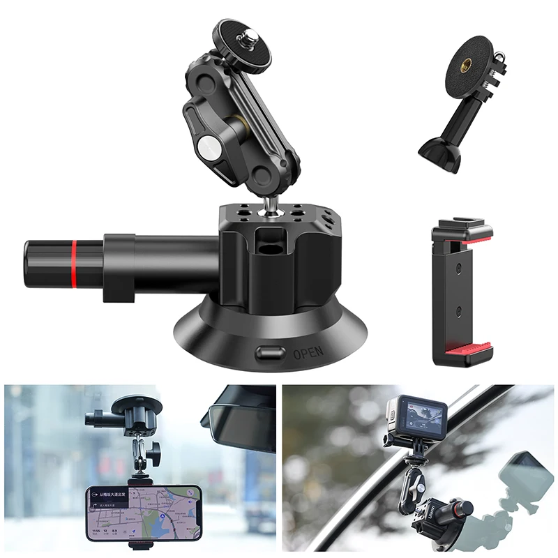 Vijim Ulanzi Car Phone Action Camera Holder Pompa A Mano 360 ° Ventosa Regolabile Professionale Per Gopro Insta360 Dji Action
