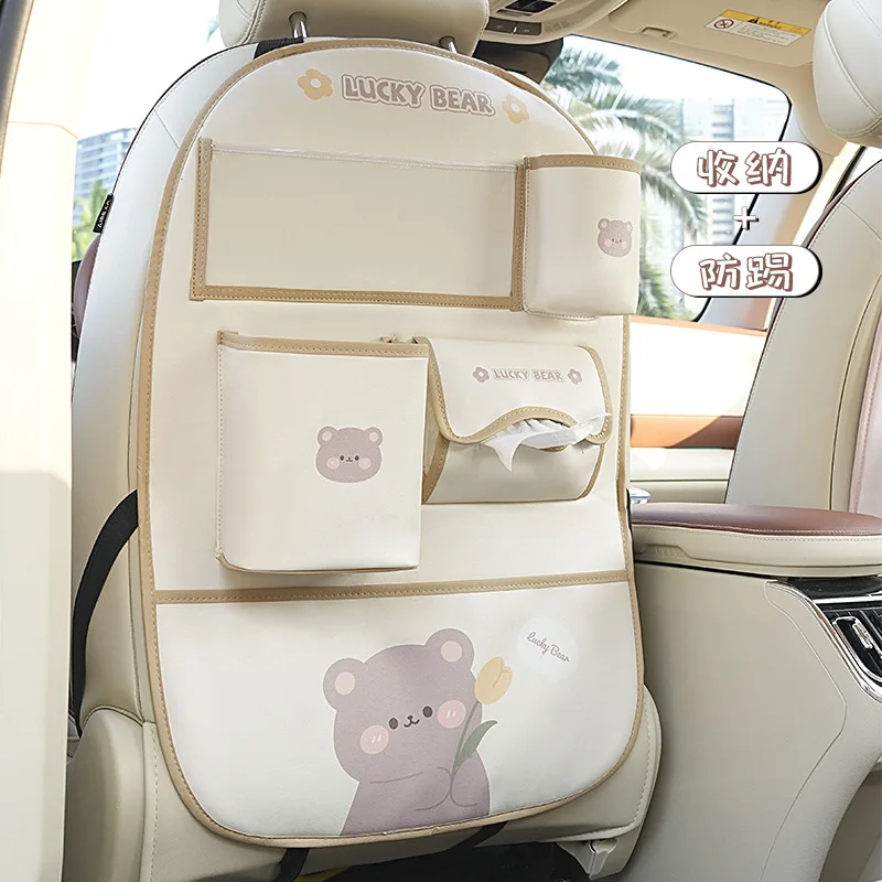 Borsa Portaoggetti Per Sedile Posteriore Dell'Auto Borsa Portaoggetti Per Auto Con Orso Simpatico Cartone Animato Tappetino Anti-Sporco Multifunzional