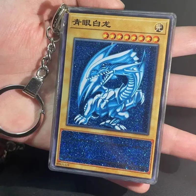 Anime Duel Monsters Portachiavi Monster Reborn Blue Eyes White Dragon Sky Dragon Acrilico Trasparente Card Ciondolo Portachiavi Regali