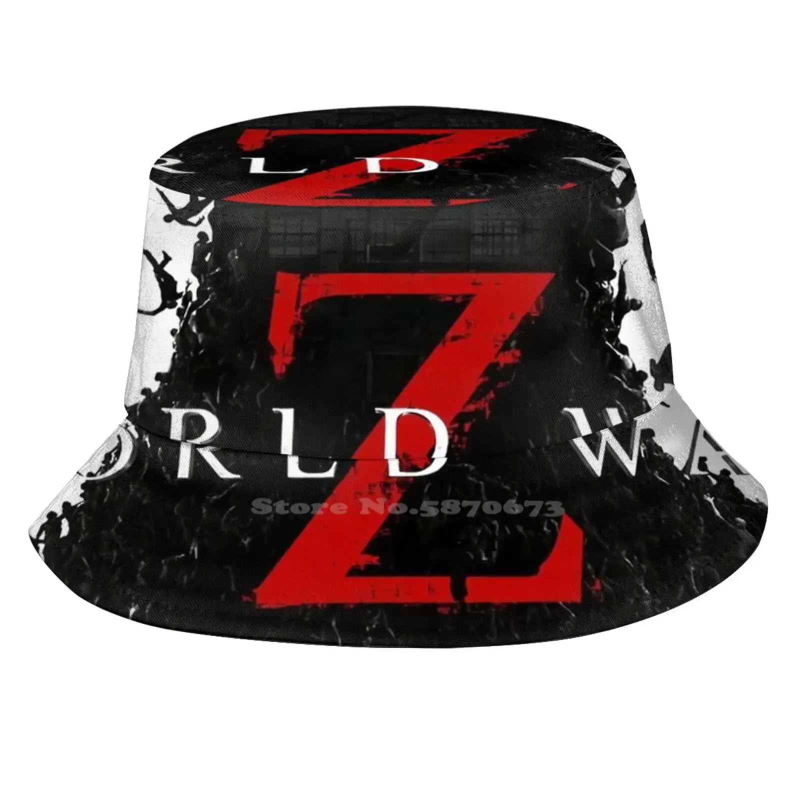 World Z War Print Bucket Hats Sun Cap Movie Girls Men Mens Girls People Zombie Kill Power Gun Sopravvivere Clasic Old Beautiful