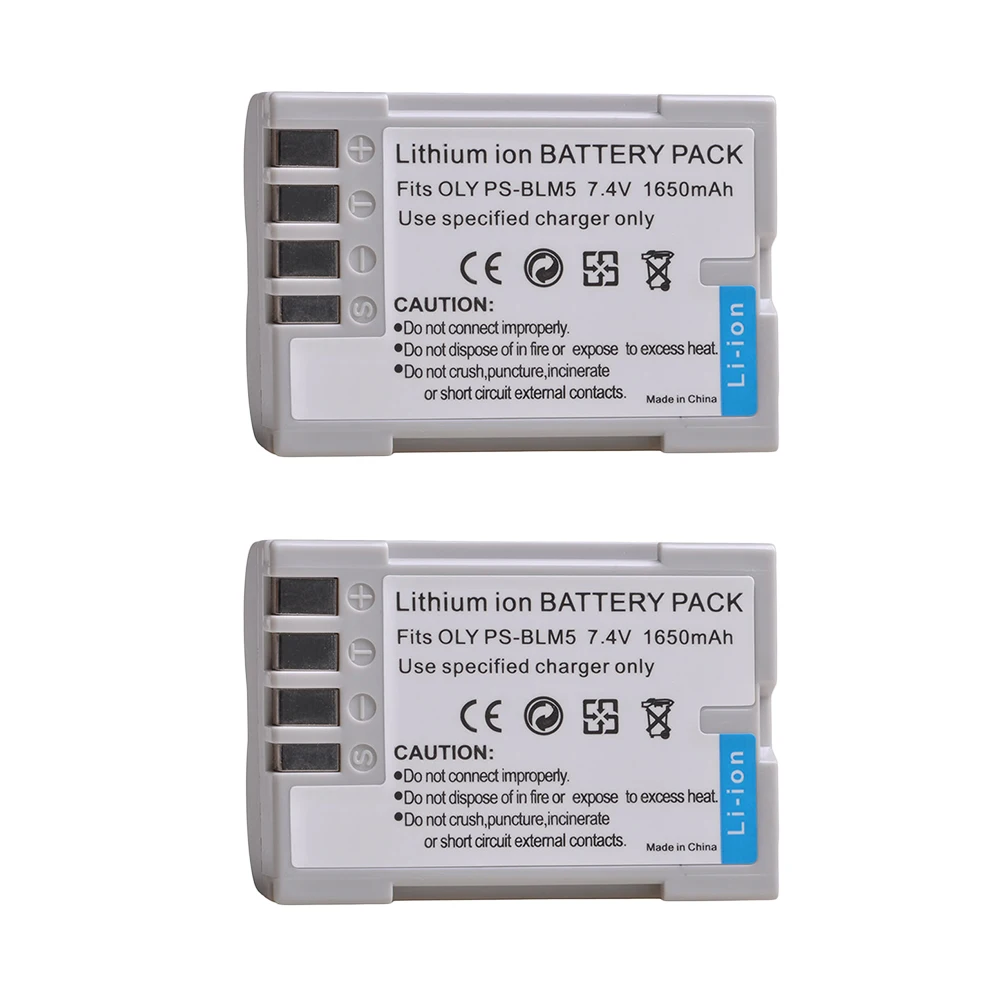 2Pcs Ps-Blm5 Psblm5 Batterie Per Foto/Videocamera Per Olympus C-8080 C-7070 C-5060 E1 E500 E330 E3 E520 E510 E300 Macchina Fotografica