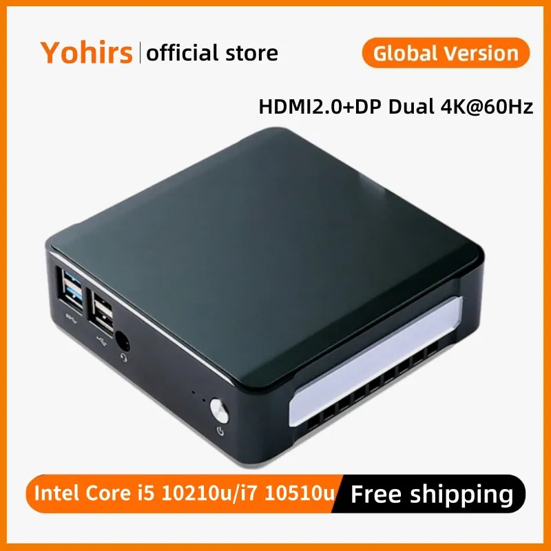 Mini Pc Portatile Di Decima Generazione Intel Core I7 10510U I5 10210U 8265U Windows10 Pro Key Dp Hdmi2.0 Type-C 4K Linux Small Gamer Computer