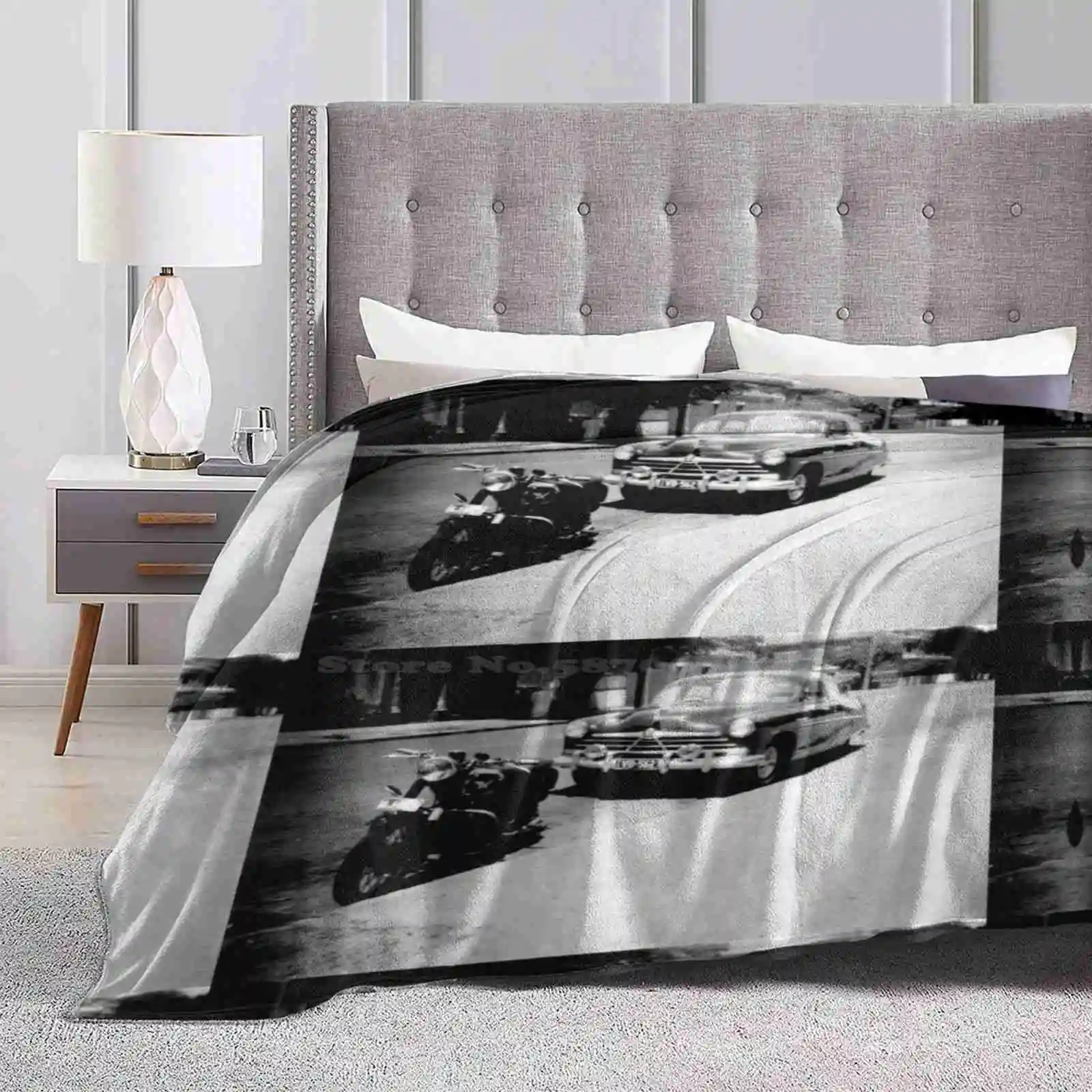 Ricordi Degli Anni '50 #2 Ultima Coperta Super Morbida E Leggera E Sottile Vintage Motor Bike Black Box Brownie Fifties Film Kodak