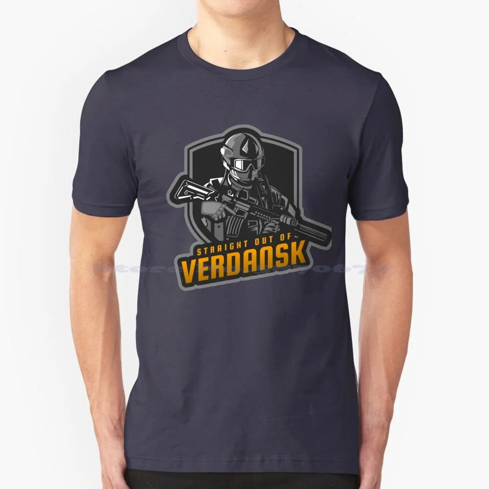 Straight Out Of Verdansk-Gaming Warzone T Shirt 100% Cotone Tee Gulag Modern Warfare Gaming Verdansk Battle Royale Warzone