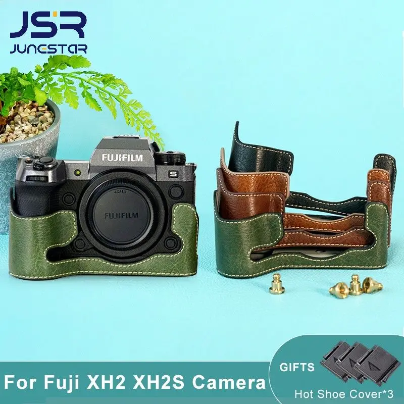 Nuova Custodia Per Fotocamera In Pelle Pu Mezza Copertura Per Fujifilm Xh2 Xh2S Custodia Inferiore Apribile Nero Marrone Caffè Verde Fuji Xh2 Xh2S