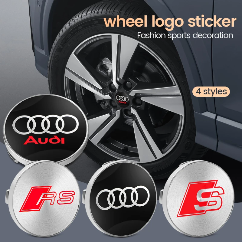 4Pcs 60Mm Car Wheel Center Hub Stickers 60/68Mm Car Wheel Center Hub Caps Accessori Per La Decorazione Automatica Per Audi S Rs A3 A4 A1