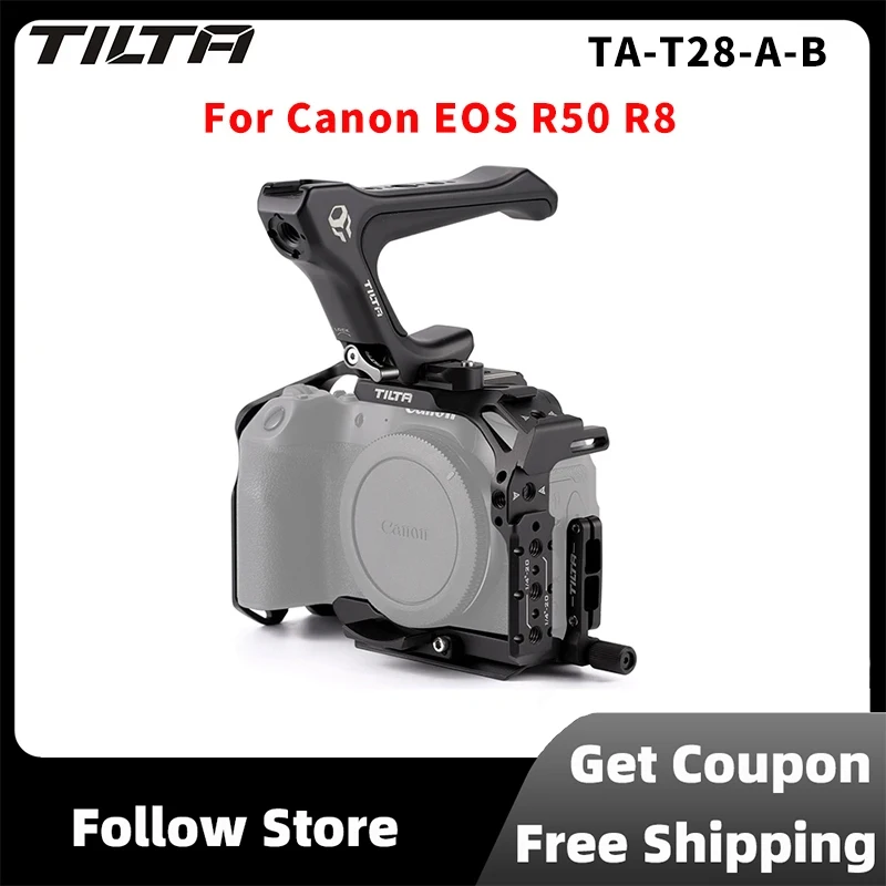 Tilta Full Camera Cage Per Canon R8 Black Ta-T28-A-B Con Morsetto Per Cavo Hdmi Per Canon Eos R50 R8 Arri 3/8 "1/4"-20 Foro Filettato