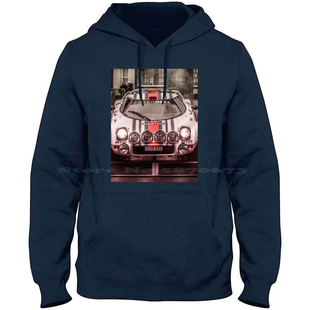 Lancia Stratos Rally Car In Martini Racing Livvery 100% Cotone Felpa Con Cappuccio Lancia Stratos Lister Bell Martini Racing Rally Car