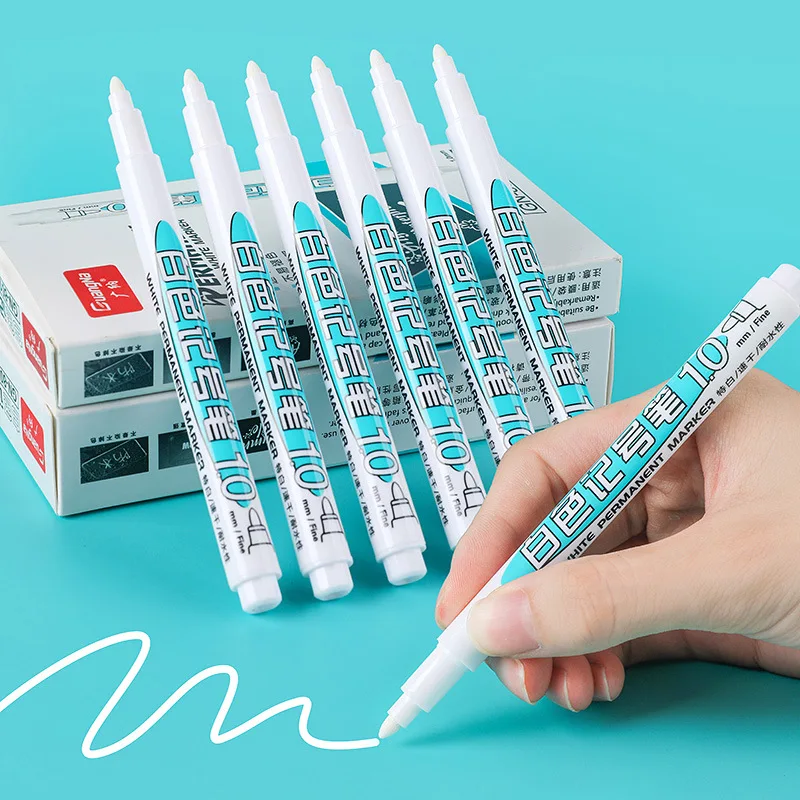 20Pcs  White Marking Pen 1Mm Quick Drying Waterproof Industrial Paint Pen Tyre Painting Touch Up Paint Pen Marking Pen