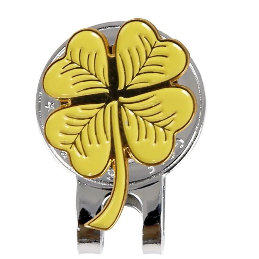 Lucky Grass Ball Token Ball Coin Mark Placcato Oro Quadrifoglio Golf Cap Clip Golf Hat Clip Golf Ball Marker