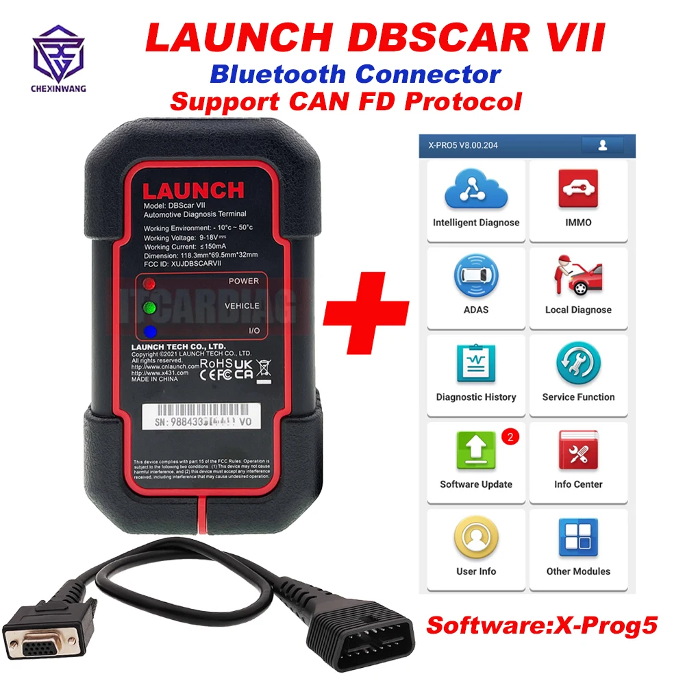 Avvia Dbscar Vii Code Scanner Bluetooth Connector Support Doip Can Fd Protocol Per Xpro5 Xd Dz Prodiag Tool X431 Dbscar 7