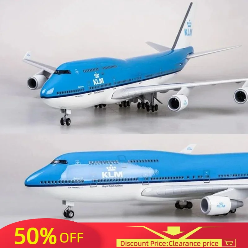 1/157 47Cm Aereo Boeing 747 B747 Klm Royal Dutch Airlines Modello Light Wheel Diecast Plane Collection Airliner Gift Toys Show