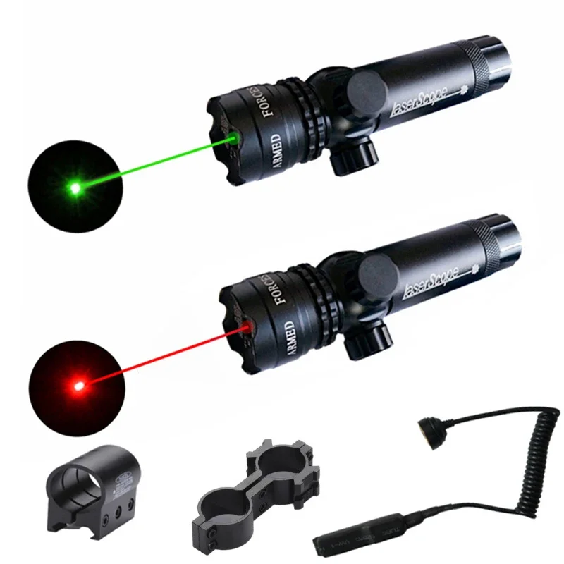 Red/Green Laser Dot Sight Regolabile 532Nm Red Laser Hunting Pointer Tactical Rifle Gun Scope Rail Barrel Pressostato Mount