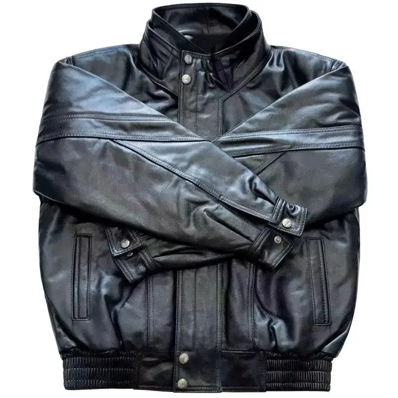 Giacca In Pelle Da Uomo Invernale Vera Moto Uomo Air Force 1 Bomber Aviator Vera Pelle Di Pecora Mucca