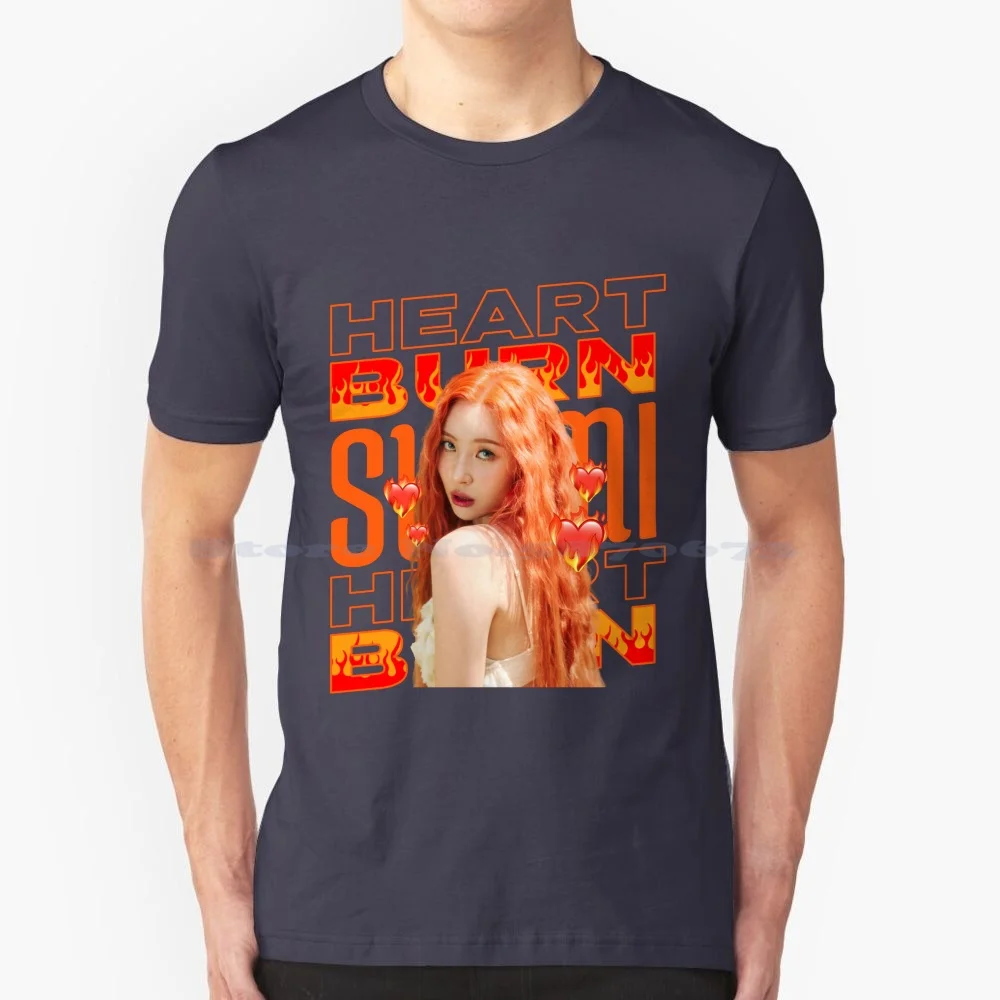 Sunmi Heart Burn T Shirt 100% Cotone Tee Kpop Ragazza Coreana Gruppo Wonder Girls Sunmi Gashina Heart Burn Bruciagrassi