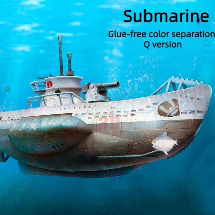Meng Model Hobby Assembly Ship Kit Wb-003 Q Version Submarine U Boat Vii Type Separazione Colore Senza Colla