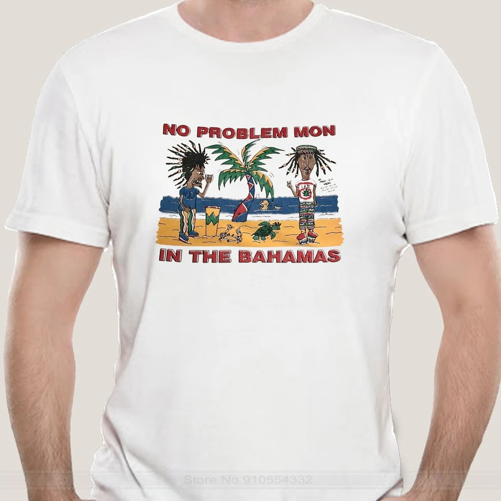 Vtg 90S Beavis E Butthead Bahamas Nessun Problema Mon T-Shirt Irie Reggae Rasta Cartoon T Shirt Uomo Unisex Nuova Maglietta