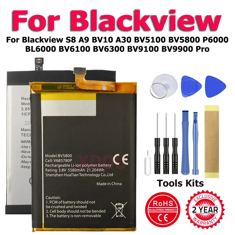 Batteria Muslimate Dk018 Bv9100 Bv6100 Per Blackview S8 A9 Bv10 A30 Bv5100 Bv5800 P6000 Bl6000 Bv6100 Bv6300 Bv9100 Bv9900 Pro