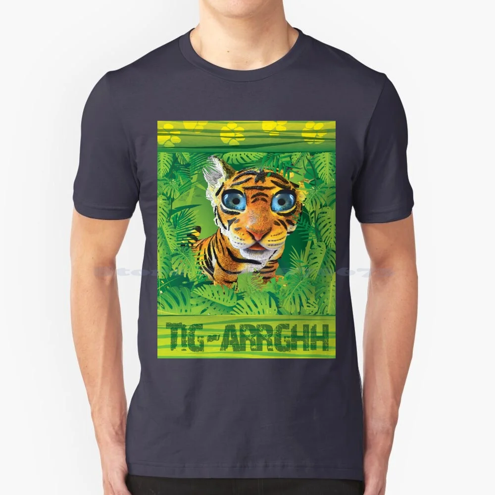 Tiger Tig-Arrghh T Shirt 100% Cotone Tee Tiger Tigger Tigga Tigre Leone Gatto Selvatico Mammifero Frosties Kelloggs Flakes Stripe
