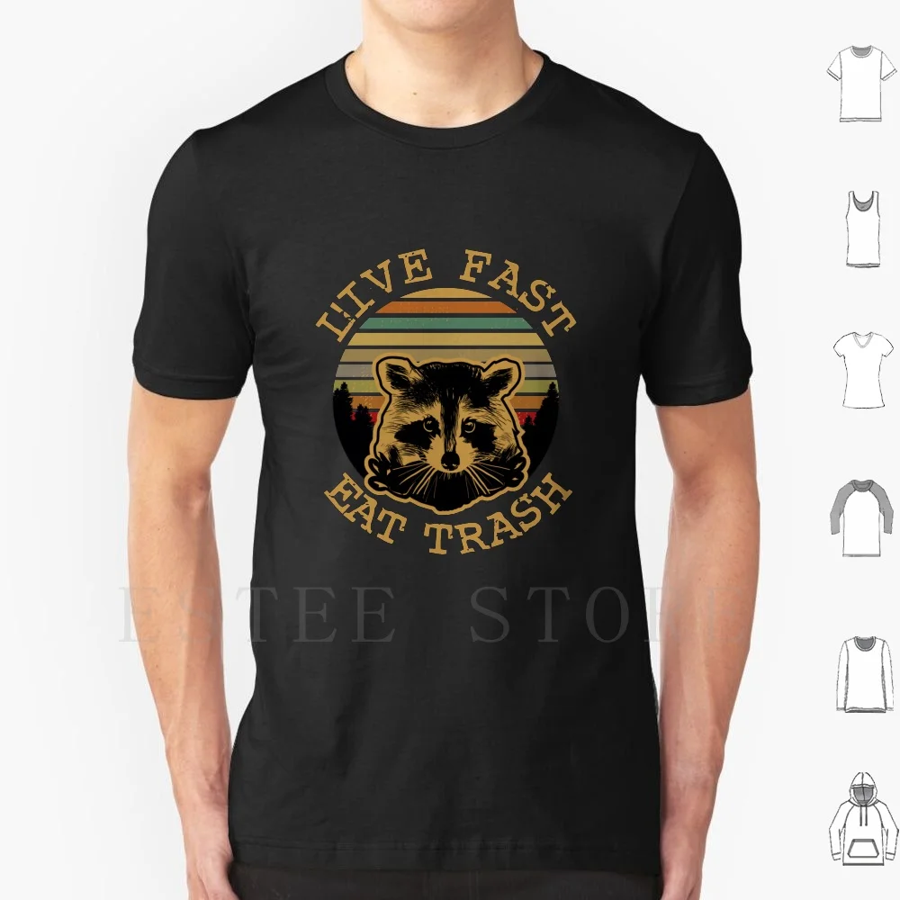 Live Fast Eat Cestino T Shirt Uomo Cotone 6Xl Procione Mangia Cestino Cestino Panda Live Racoon Veloce Procioni Vintage Racoon Razzo