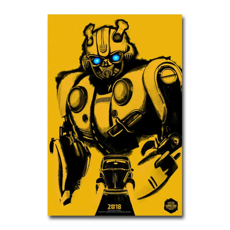 Bumblebee Movie Silk Fabric Wall Poster Art Decor Sticker Bright