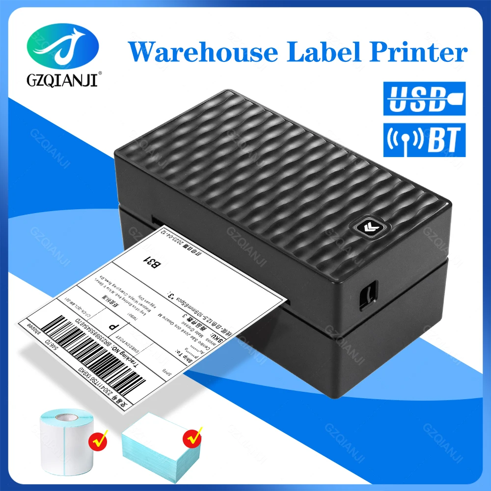 Stampante Termica Per Etichette Usb Bluetooth, Stampante Per Etichette Di Spedizione Desktop 4X6, Compatibile Con Etsy, Shopify,Ebay, Amzon, Fedex, Up