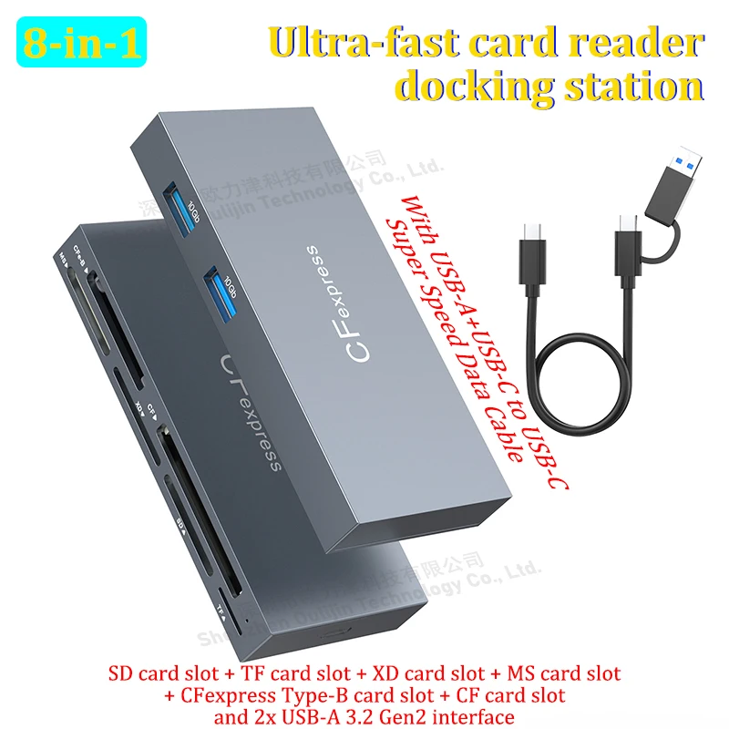 Docking Station Per Lettore Di Schede Dati Usb 3.2 Gen2 Da 10 Gbps Per Laptop Sd M2 Tf Xd Ms Cfexpress Type-B Cf Cfast Scheda Di Memoria Accessori Fot
