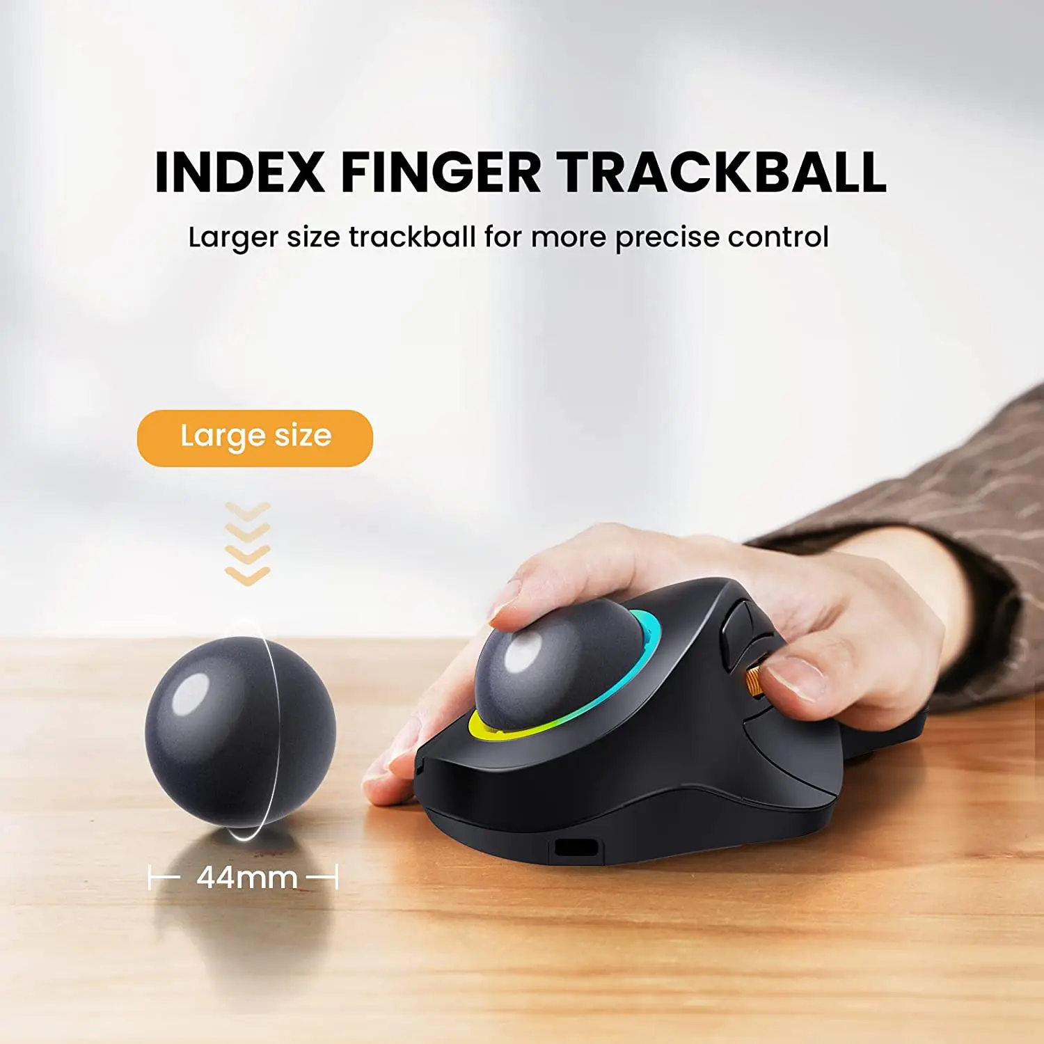 Em03 Wireless Bluetooth Trackball Mouse Ricaricabile Ergonomico Rgb Retroilluminato Rollerball Mouse Per Windows Mac Ipad