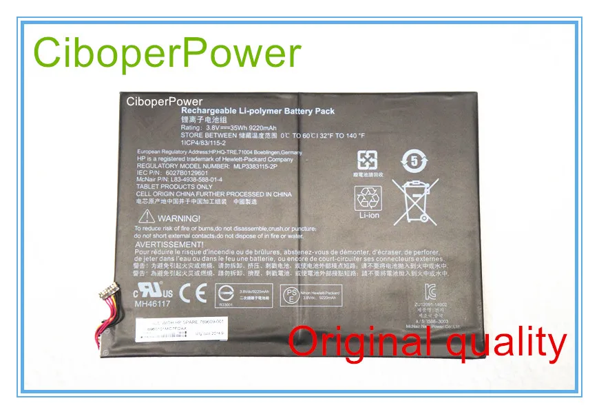 Batterie Dei Notebook Originali Per 789609-001, Pavilion 10-K000Ng X2, X2 10-J024Tu, X2 10-J013Tu (K2N76Pa), X2 10-J014Tu (K2N77Pa), 3.8 V