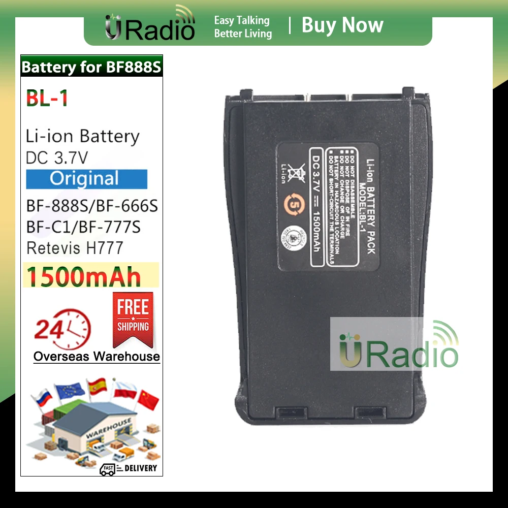 Originale Bf-888S Batteria Bl-1 Caricatore Per Bf-666S Bf-C1 Compatibile Con H777 H-777 Bf-777S Rt21/Rt24/H777S/Rt24V/Rt28/Rt53 Radio