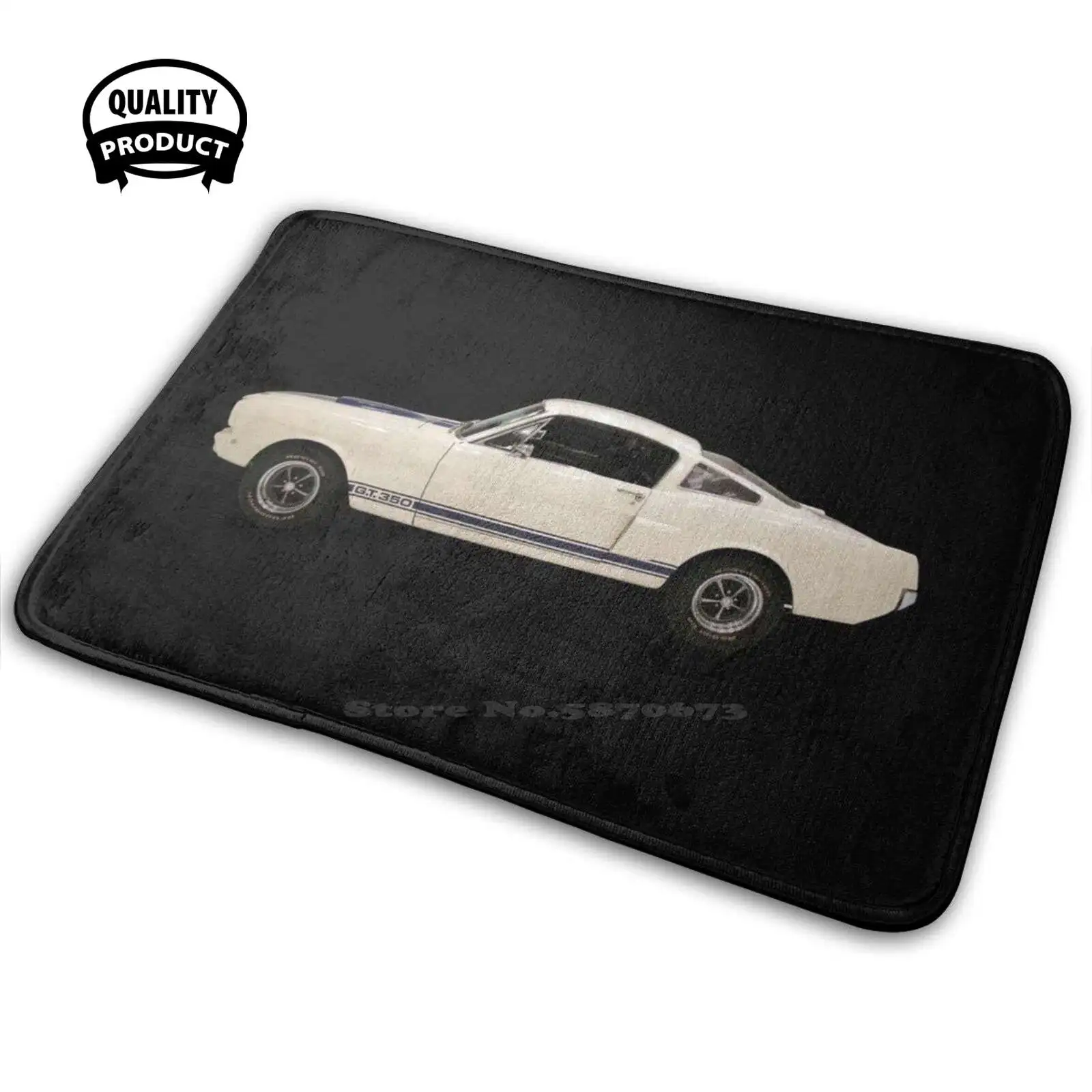 1966 Ford Mustang Gt 350 Wimbledon White On Black Soft House Family Tappeto Antiscivolo Tappeto Tappeto 1966 Gt Gt350 Fastback V8 Muscle