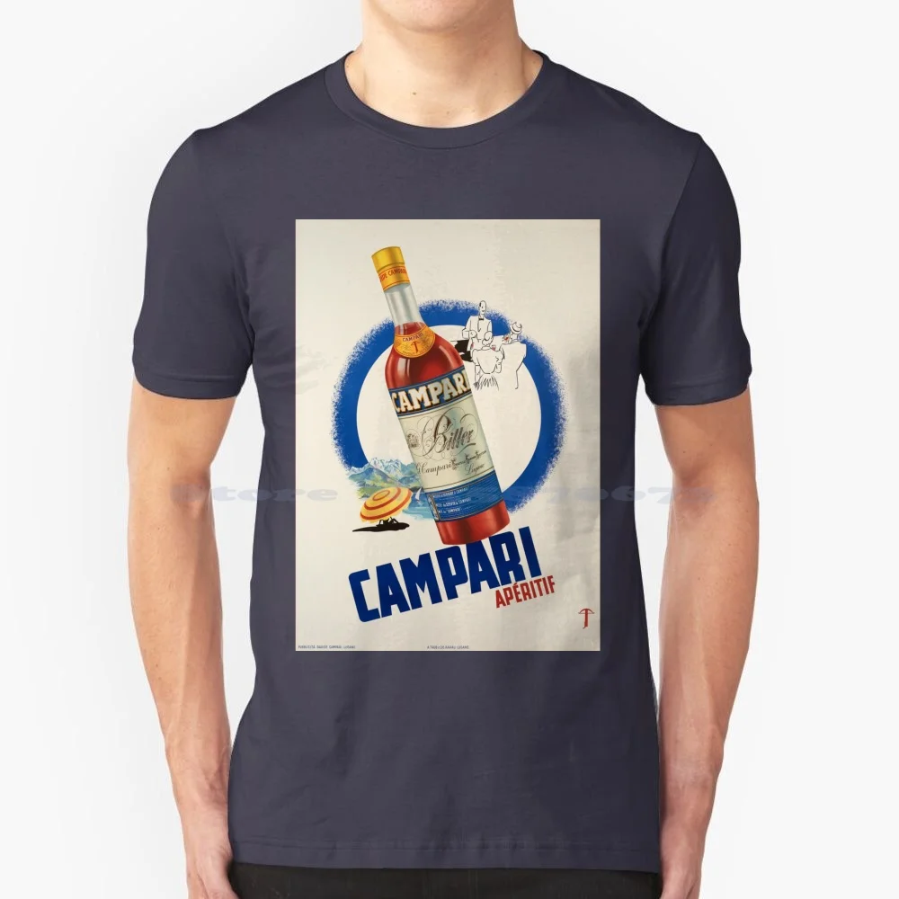 Una Bottiglia Di Bevanda T Shirt 100% Cotone Tee Cocktail Campari Vintage Negri Liquore Wadaks Italia Retro Spritz Antipasto Buono