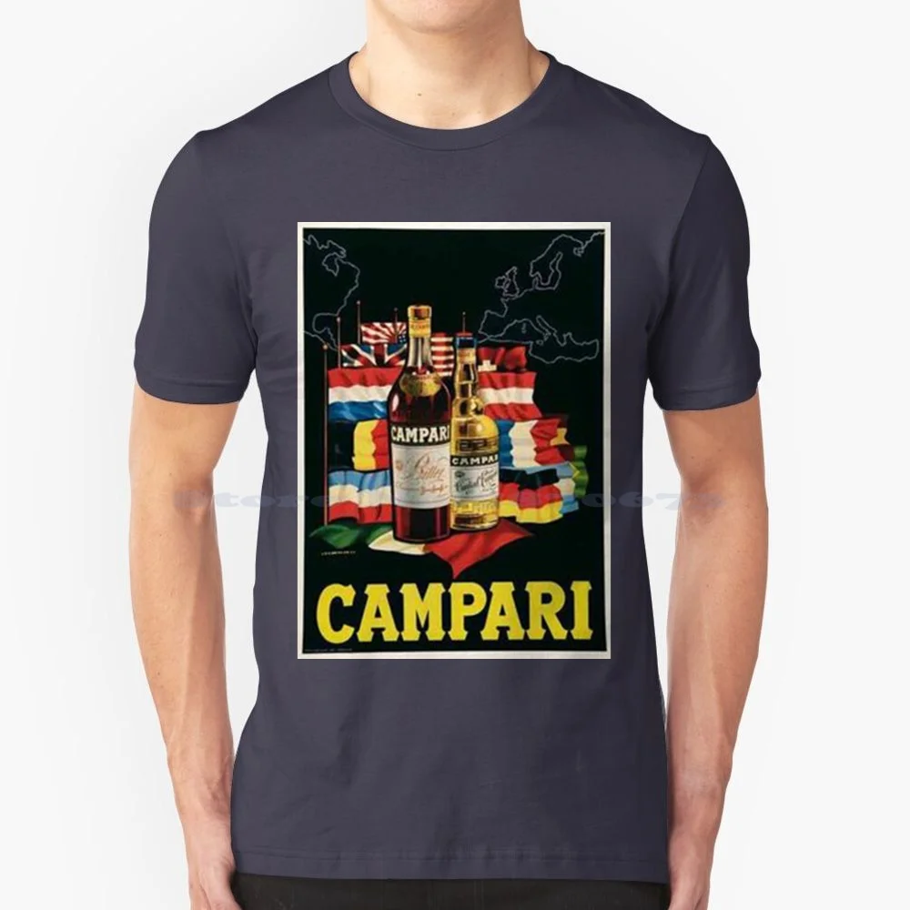 Due Bottiglie Di Vino Rosso T Shirt 100% Cotone Tee Cocktail Campari Vintage Negri Liquore Wadaks Italia Retro Spritz Cool Good