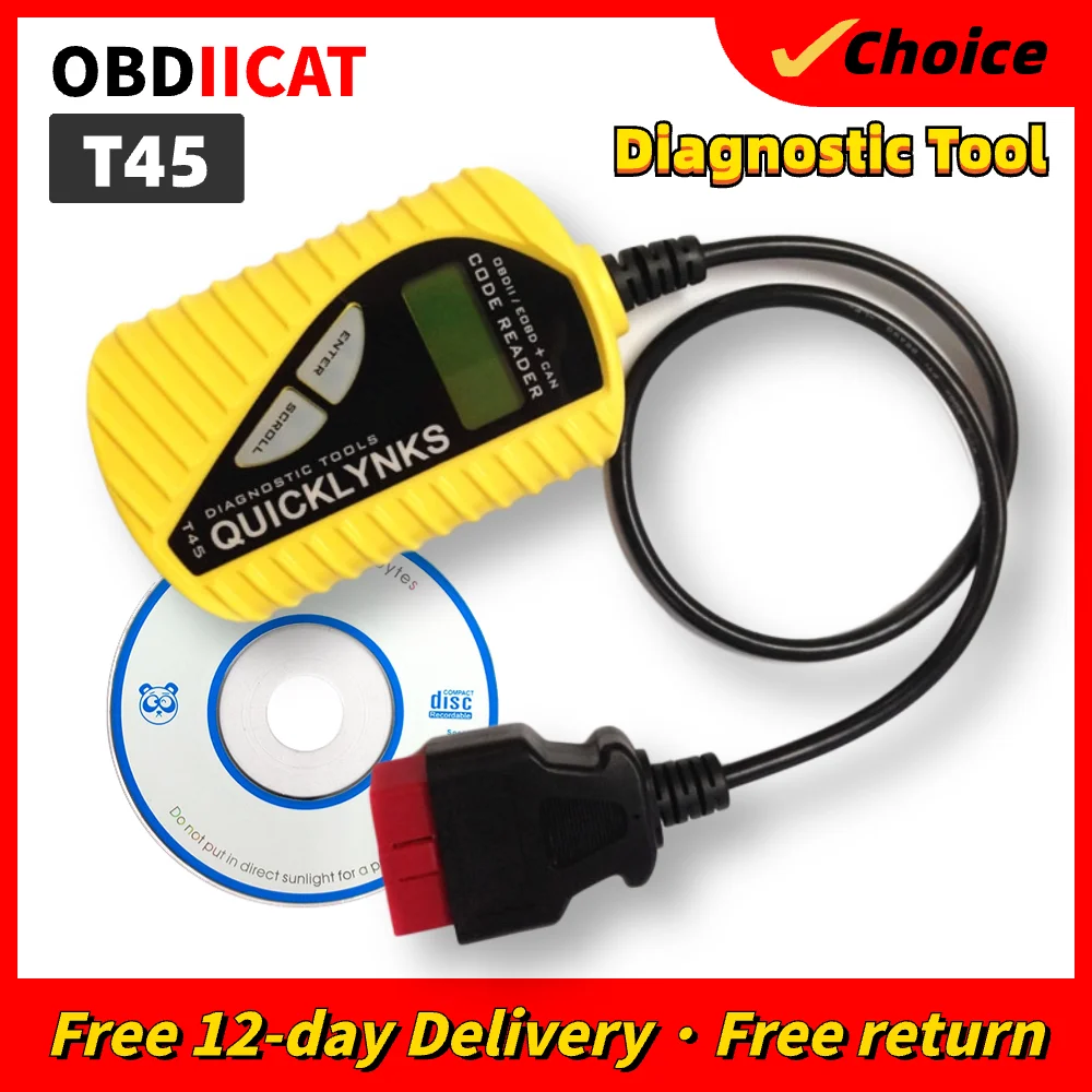 Quicklynks T45 Leagend Nuovo Lettore Di Codici Supporto Multi-Lingua Can Obdii Scanner T45 Strumento Di Diagnostica Automatica