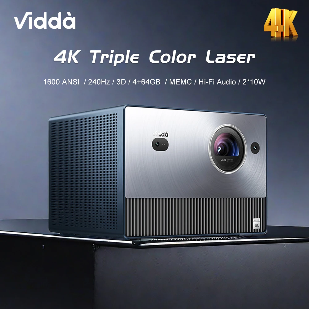 Vidda C1S Proiettore Laser 4K Triplo Laser 3D Beamer Android 240Hz Frequenza Di Aggiornamento Proiettore Dlp Per Home Cinema Smart Tv