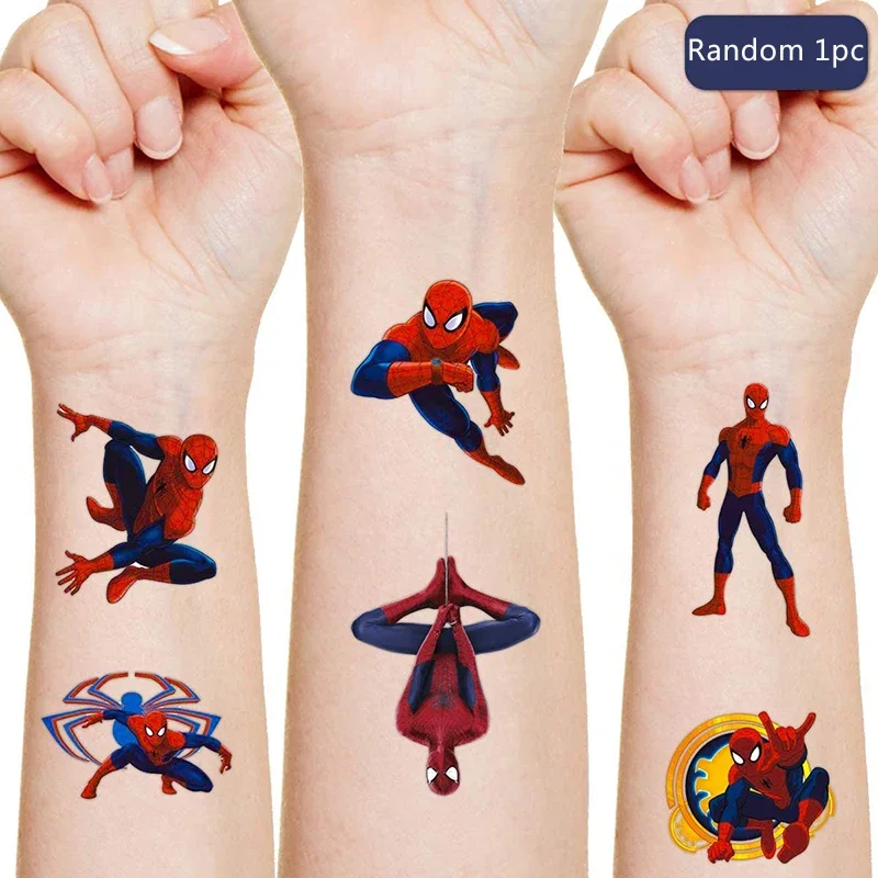 Disney Spiderman Tattoo Sticker Festa Di Compleanno Per Bambini Decora Disney Marvel Sticker Action Figure Sticker Cartoon Kids Gift