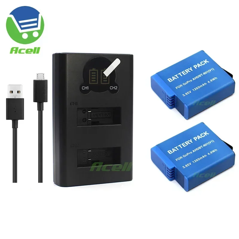 Ahdbt-801 Batteria Agli Ioni Di Litio O Doppio Caricatore Per Gopro Hero 8 7 6 Hero 5 Black Action Camera Sostituire Spjb1B Ahdbt-501