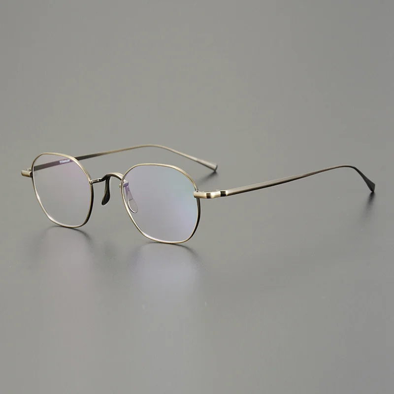 Japanese Hand Craft Vintage Square Bronze Glasses Frame For Men And Women Ultra-Light Flexible Titanium Myopia Eyeglasses