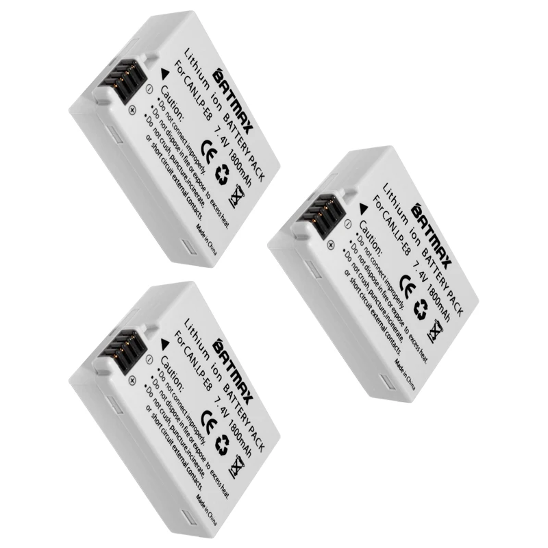 3 Pz Lp-E8 Lp E8 Lp E8 Batteria Ricaricabile Per Fotocamera Per Canon 550D 600D Rebel T2I Eos Kiss X4 Rebel T2I T3I T4I T5I Batterie