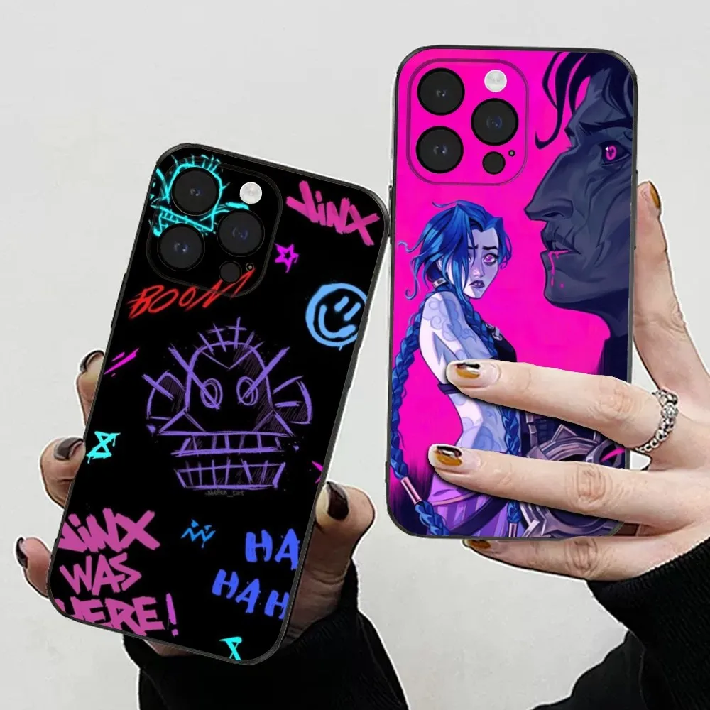 Custodia Per Telefono L-League Of L-Legends L-Lol Jinx Per Iphone 15,14,13,12,11 Plus,Pro,Max,Xr,Xs,X,7,8 Plus,Se,Mini Cover Nera Morbida