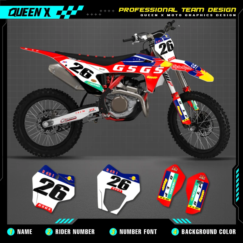 Queen X Motor Custom Team Graphics Sfondi Decalcomanie Per Kit Adesivi 3M Per Gasgas 2021 2022 2023 Ec Mc 3