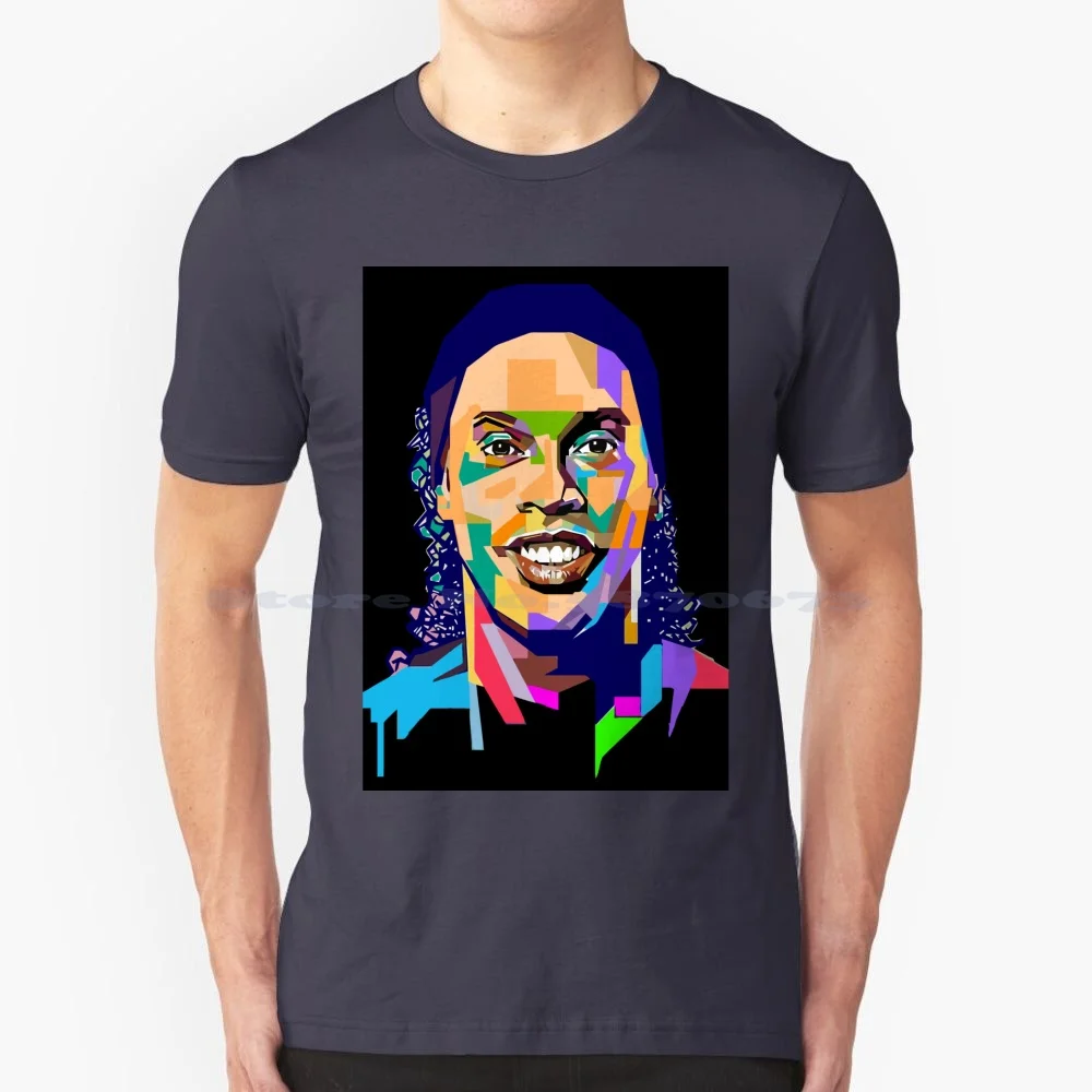 Ronaldinho T Shirt 100% Cotone Tee Ronaldinho Ronaldo Maradona Brasil Argentina Football Samba Magic Joga Bonito Bellissimo Gioco