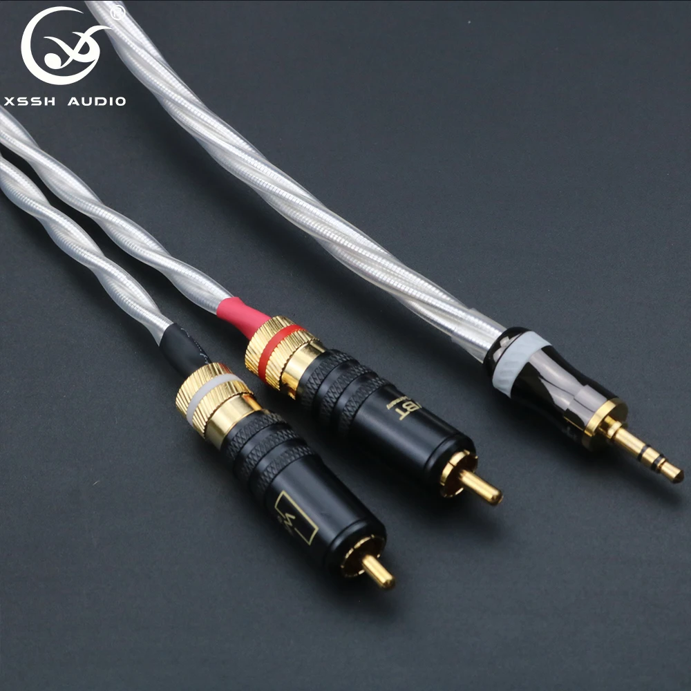 Cavi Di Segnale Xssh Hifi Fai-Da-Te Nordost Argento Aux 3.5Mm Spina Per Cuffie A 2 Jack Rca Collegamento Computer Schermo Cavo Audio Video