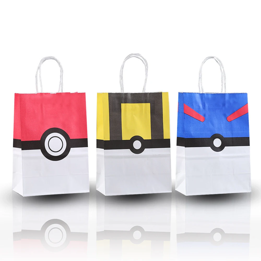 Lotti Pokemon Baby Shower Decorazione Di Compleanno Poke Ball Red Theme Party Supplies Grazie Candy Gift Bag Part Event Regali Per Bambini