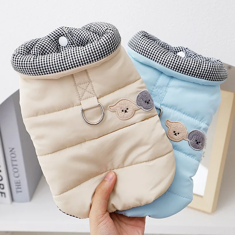 Warm Puppy Winter Warm Two Feet Button Casual Cotton Vest Abbigliamento Coat Belt Traction Dog Clothes Pet Coat Puppy Pet Dog Clothes